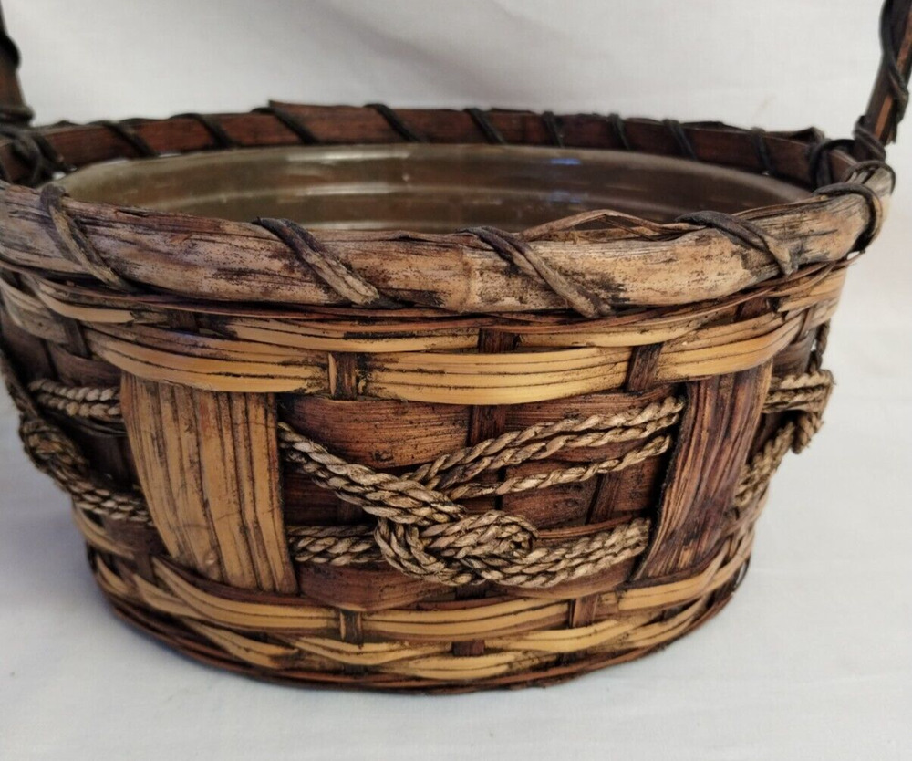 Wicker Rattan Decor Floral Arrangement Decoration Storage Basket with Handle